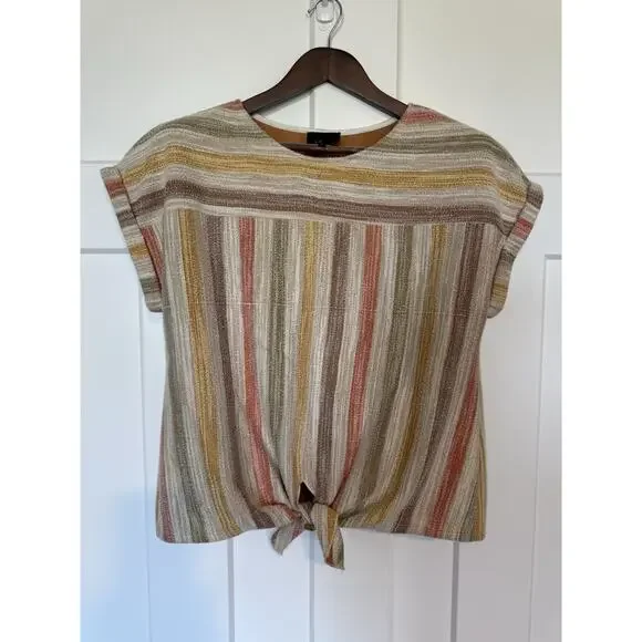 W5 Women's Medium Tie Front Top Fall Autumn Cottagecore Boho Retro - Picture 1 of 8